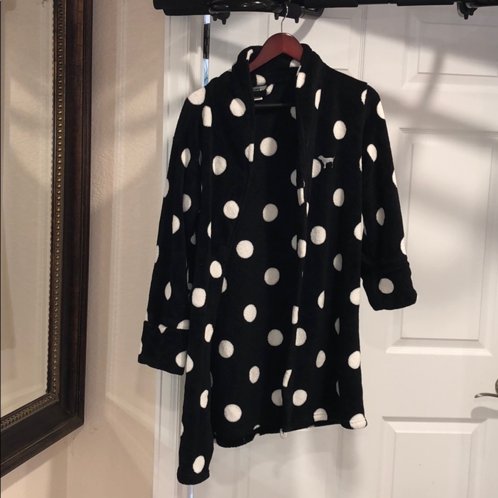Fuzzy PINK polka dot robe
